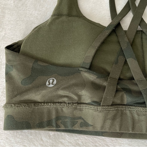 Lululemon Energy Bra Camo Fatigue Green Size 6 - Picture 13 of 14